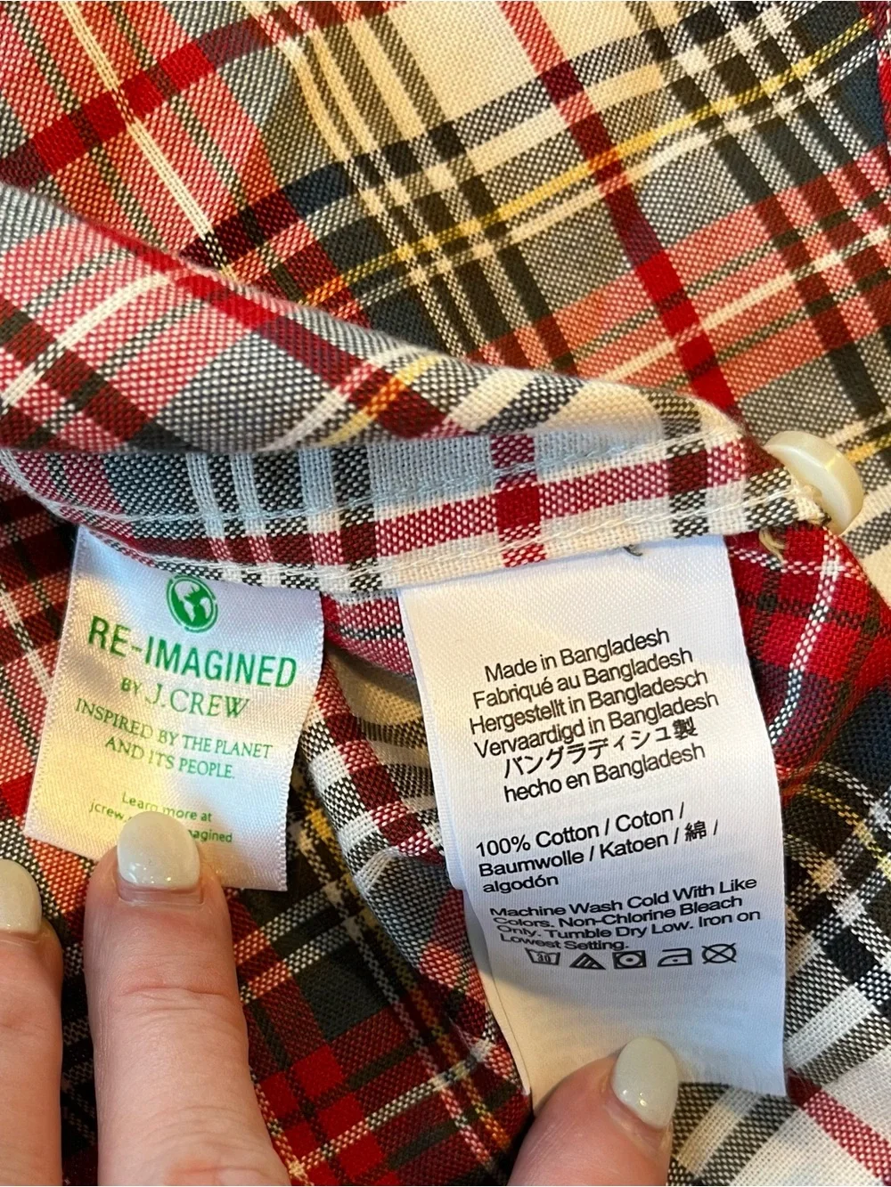 J. Crew the Broken-In Oxford Red White and Black Plaid Button-Down Shirt